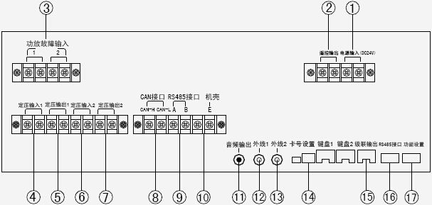 HY5723D廣播控制盤/MP3接線端子圖