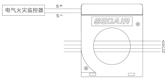 J-SCM41(160)剩余電流式<a href=http://m.js-yonghe.com.cn/dianqihuozai/ target=_blank class=infotextkey>電氣火災監控</a>探測器接線圖